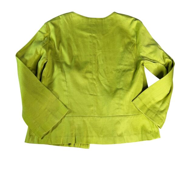 Sunny Leigh Women's sz 4 Chartreuse Jacket Open Front Stretch Textured - Picture 2 of 9